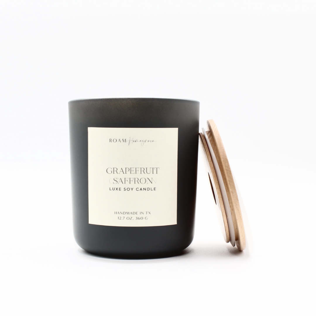 Grapefruit Saffron Luxe Soy Candle, Smoke