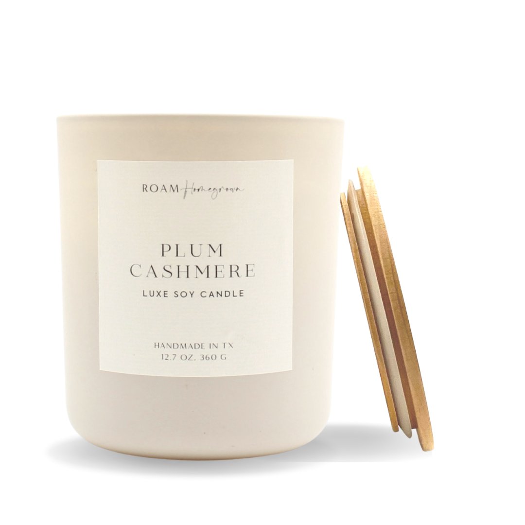 Plum Cashmere Luxe Soy Candle, Cream - ROAMHomegrownWholesale
