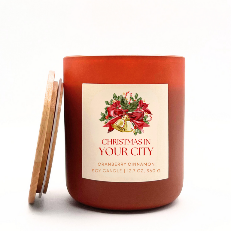 Christmas Name Drop Candle, Cranberry Cinnamon