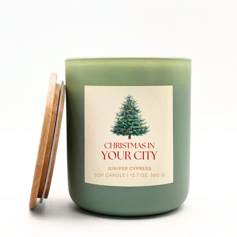 Christmas Name Drop Candle, Juniper Cypress