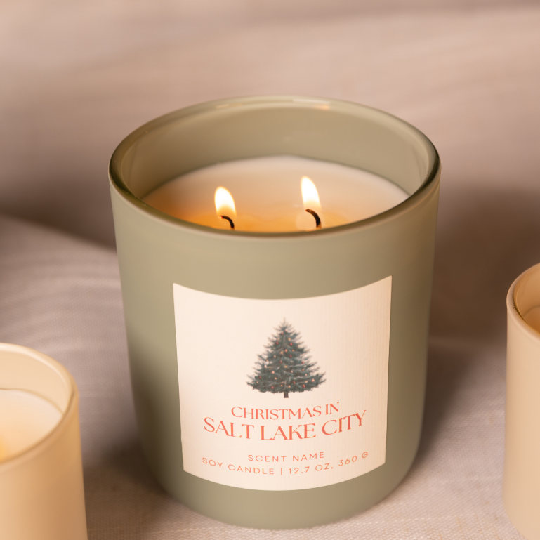 Christmas Name Drop Candle, Juniper Cypress