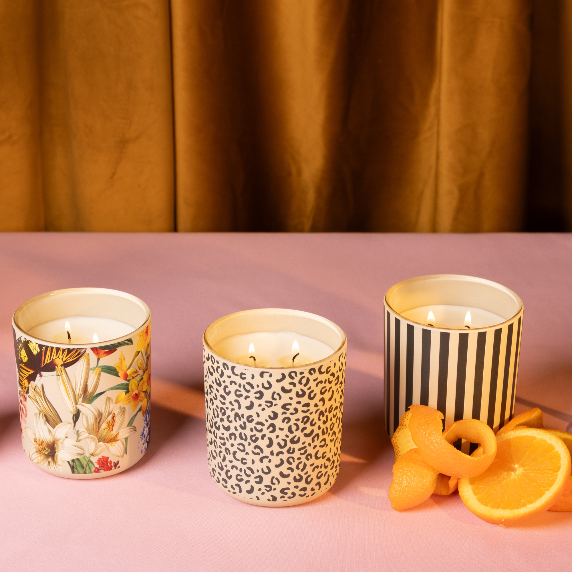 Luxe Striped Candle 12.7 oz, Sea Salt Rosewood