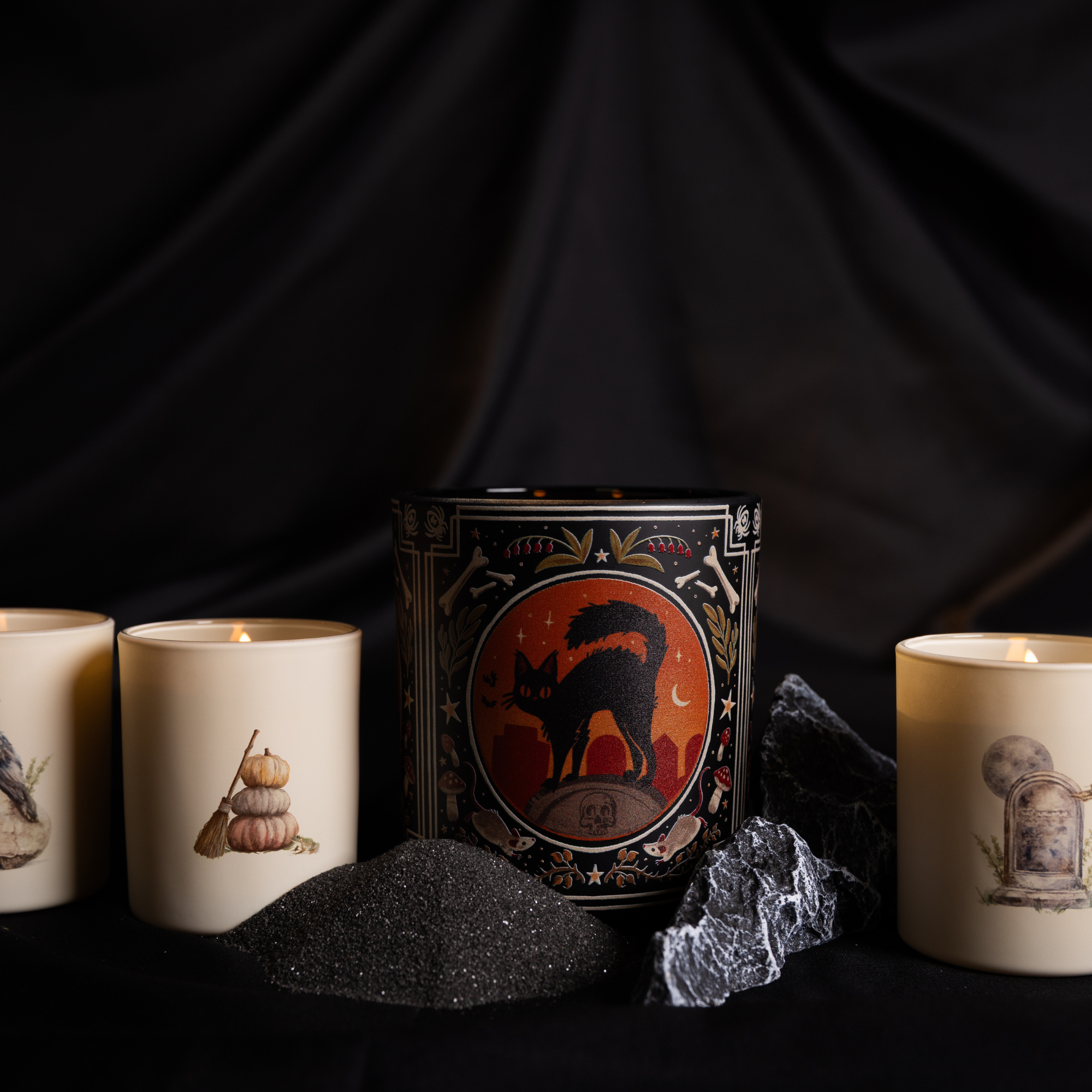 Halloween Striped Classic Candle in Rosemary Sage