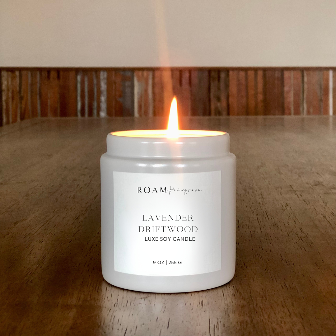 Lavender Driftwood, Cream Candle, 9 oz