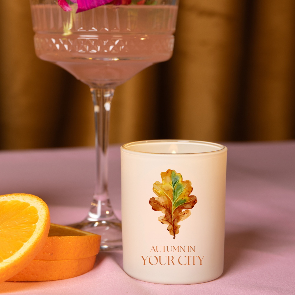 Autumn Name Drop Travel Candle, Cardamom Tobacco