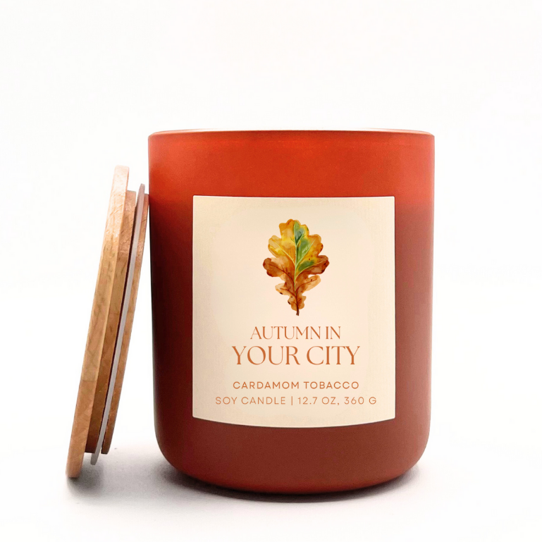 Autumn Name Drop Candle, Cardamom Tobacco
