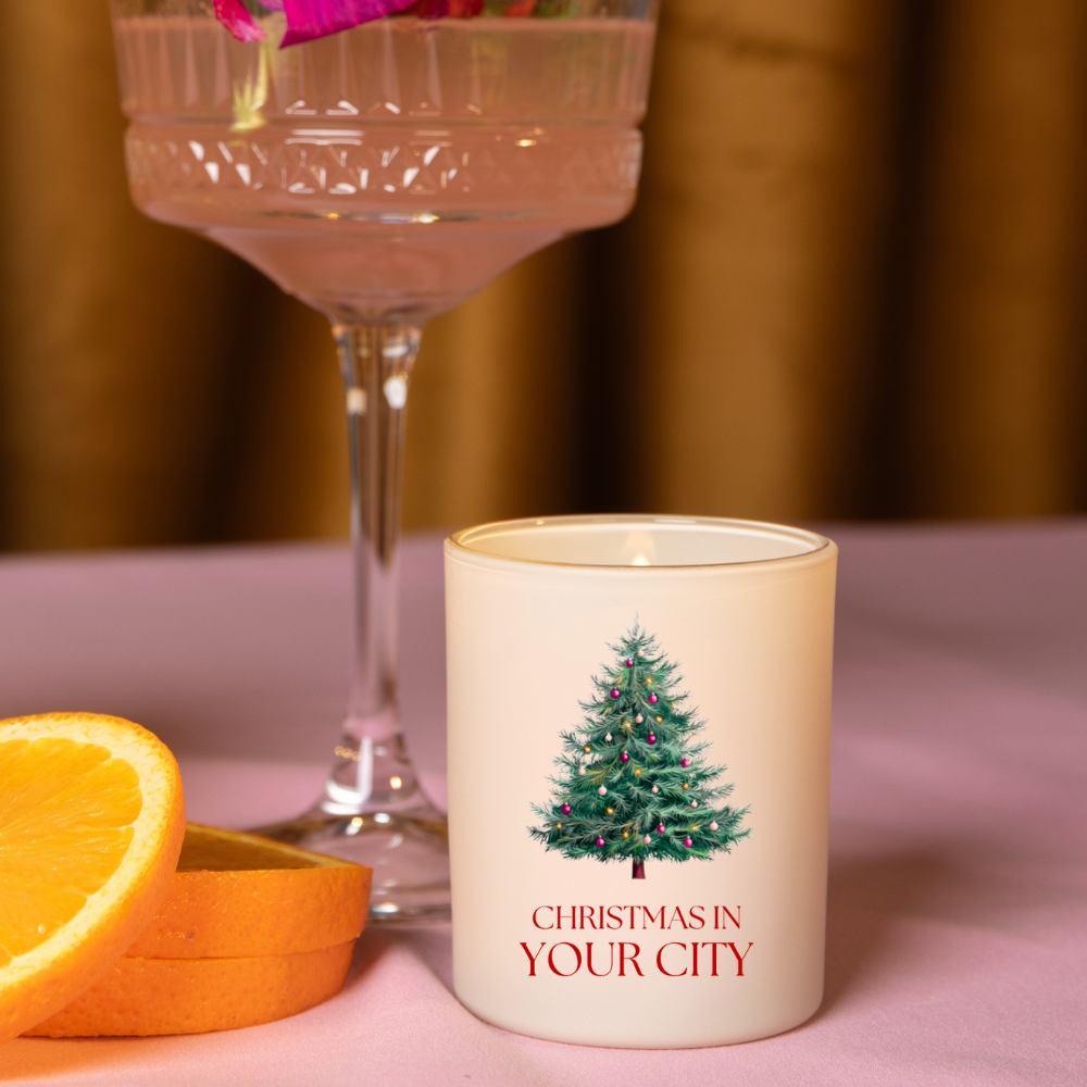 Christmas Name Drop Travel Candle, Juniper Cypress