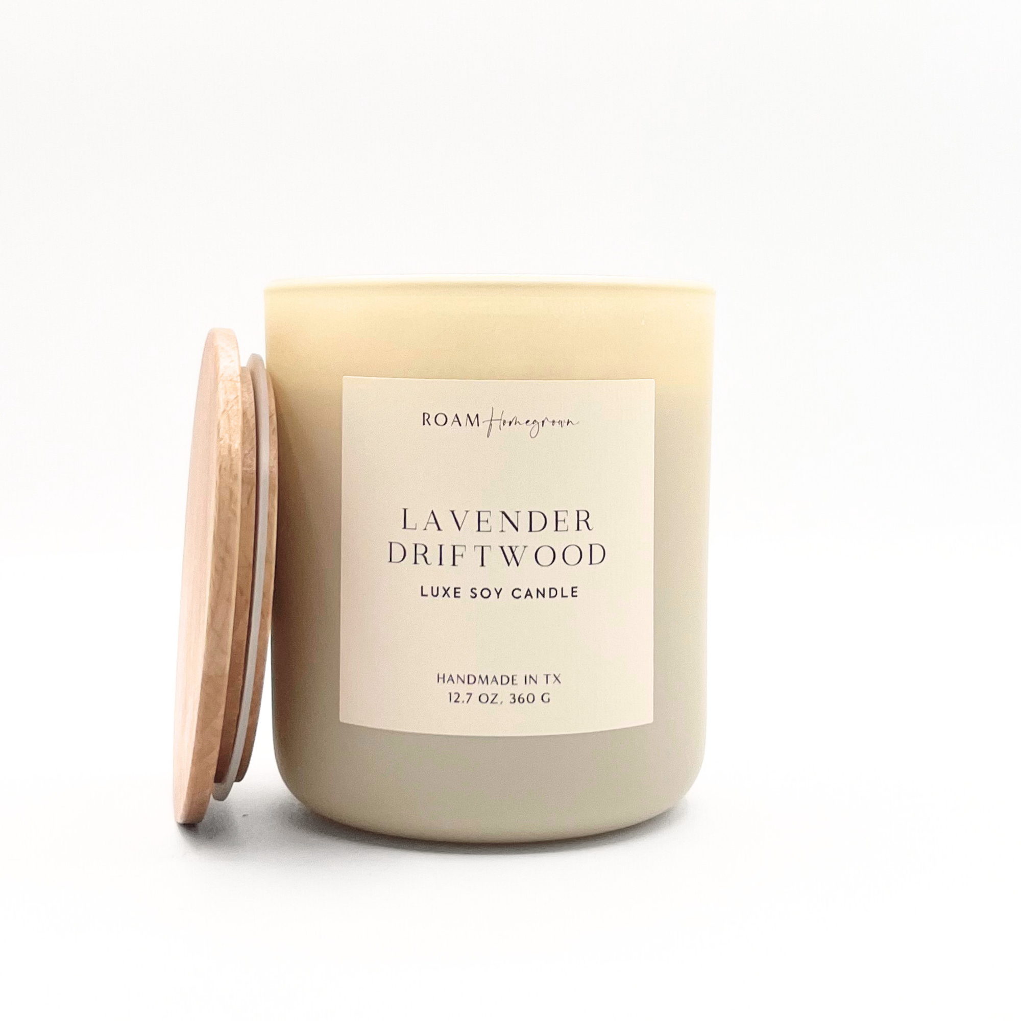Lavender Driftwood Luxe Soy Candle, Cream