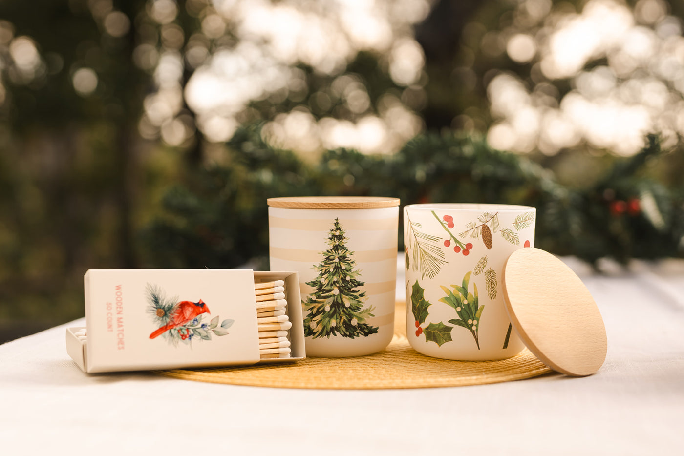Juniper Cypress Christmas Holly Candle
