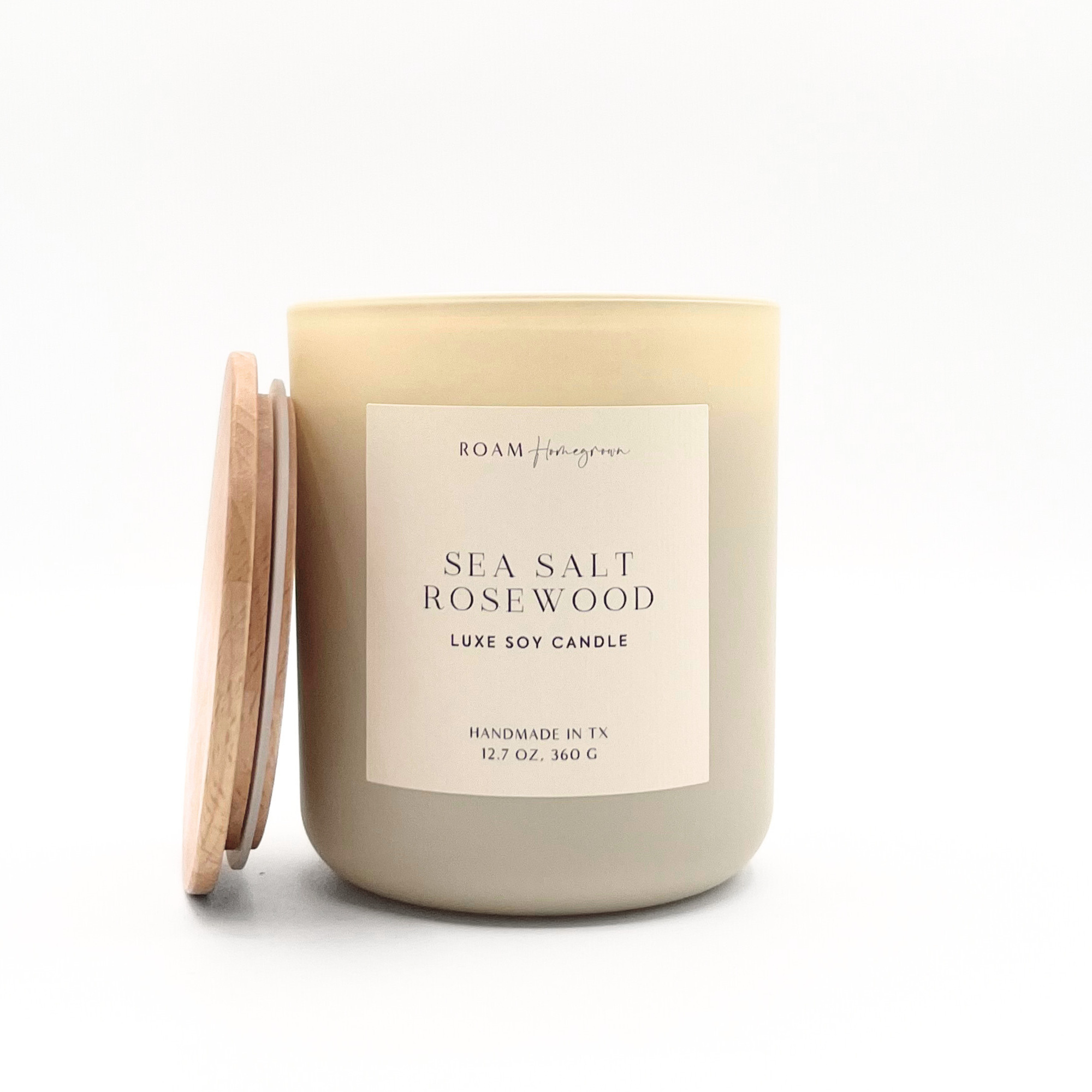 Sea Salt Rosewood  Luxe Soy Candle, Cream