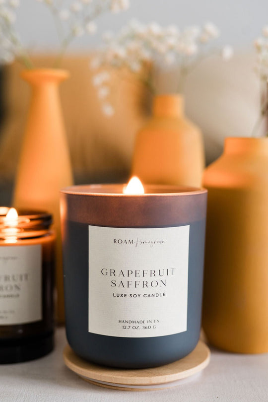 Grapefruit Saffron Luxe Soy Candle, Smoke - ROAMHomegrownWholesale